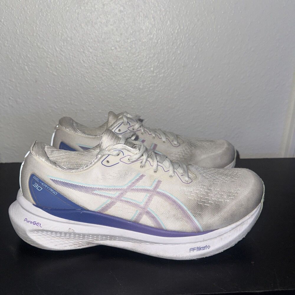 Asics Gel Kayano 30 Shoes Women Sz 8 White Cyber Grape Running Sneakers 1012B357